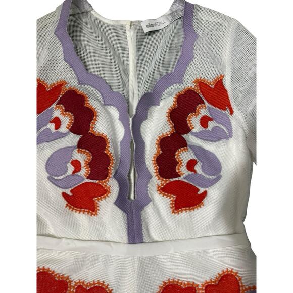 Alice McCall Embroidered Mesh Never Ever Playsuit Romper Size US 8 White Purple - Picture 6 of 10